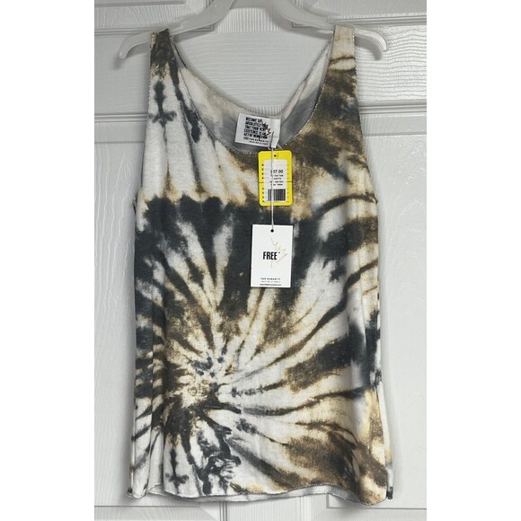 Free For Humanity Womens One Size Tie Dye Tank Shirt Yellow Cotton Top - Picture 1 of 9